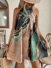 Tied Back Printed Sleeveless Dress OutfitFlow